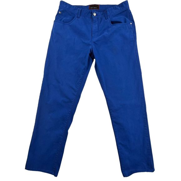 Tiglio Sport Chino Jeans Pants Monaco Style Blue Straight Leg Men's Size 34x30 - Picture 2 of 16